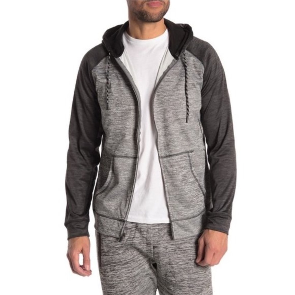 Burnside Heathered Colorblock Zip Fleece Hoodie